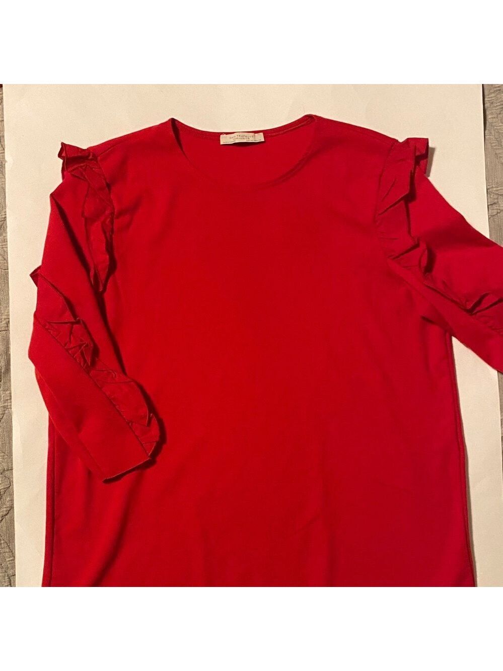 Red Ruffle Sleeve Top - Picture 2 of 6